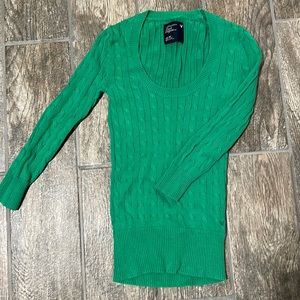 American Eagle green cable knit sweater XS